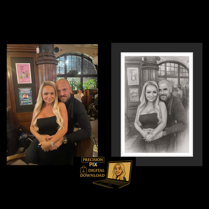 Artists style sketch drawing - Black & White - Digital Download