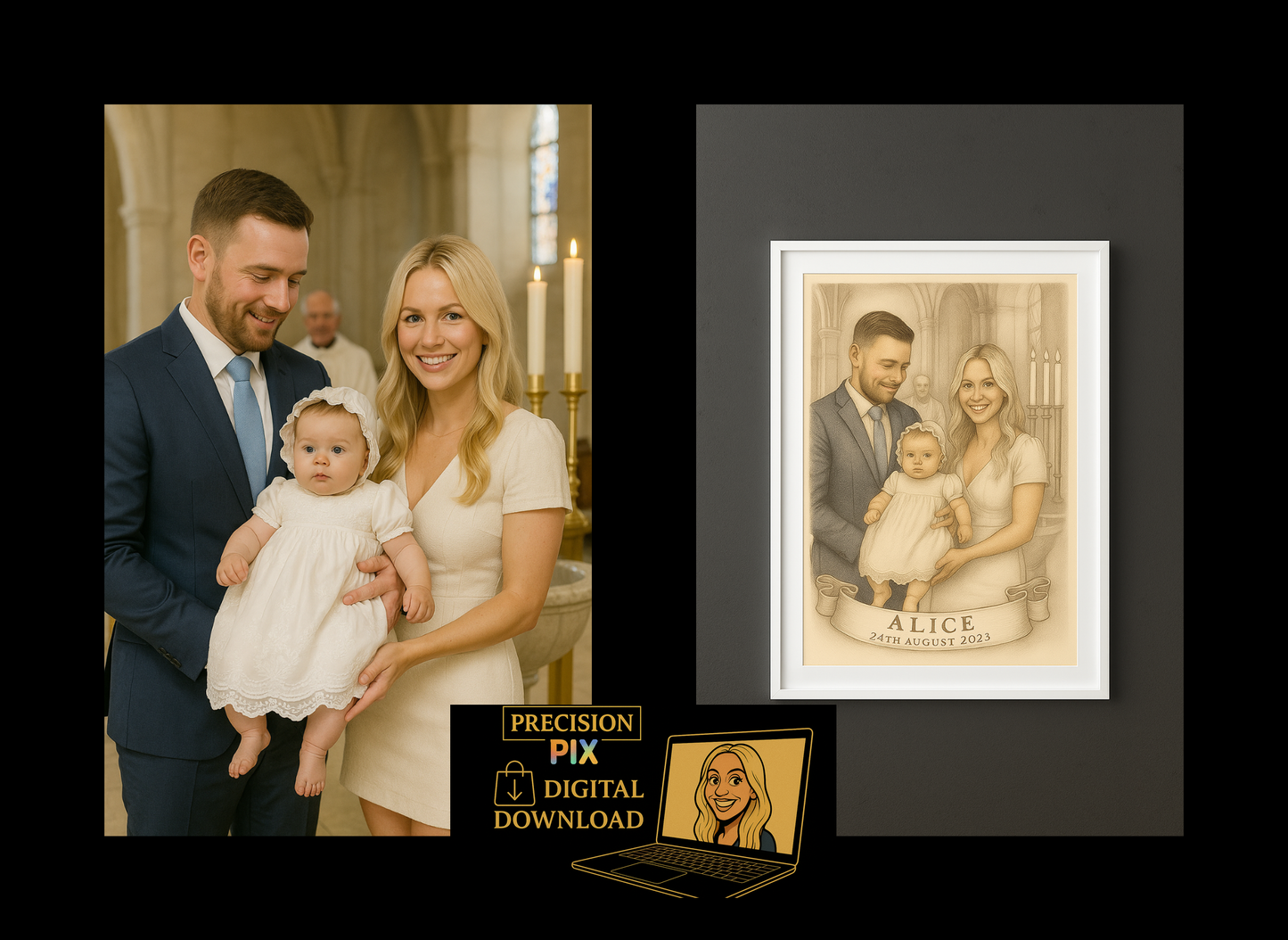 Artists style sketch drawing - Colour - Digital Download