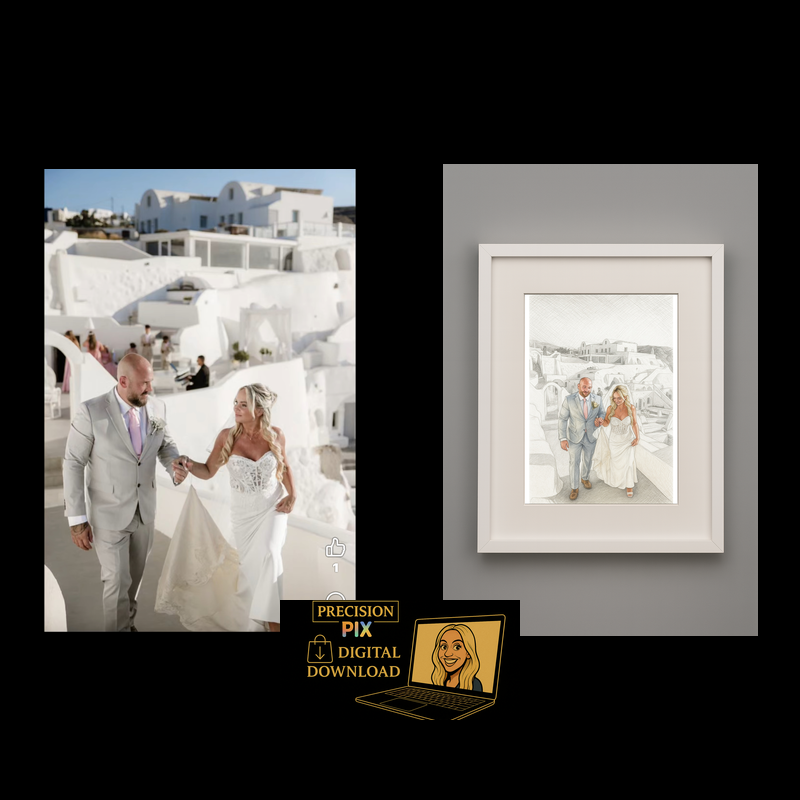 Artists style sketch drawing - Black & White/Colour - Digital Download